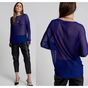One Teaspoon Amity Sheer Rib Long sleeve Sweater - Cobalt size Large New
